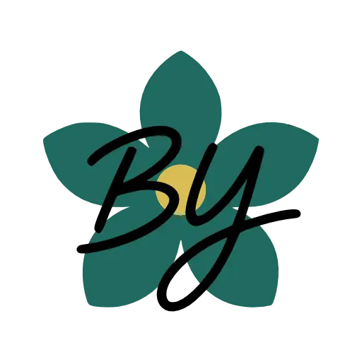 Logo Byasmina – fleur de jasmin avec monogramme BY | شعار Byasmina - زهرة ياسمين وتوقيع BY | Byasmina logo – jasmine flower with BY signature