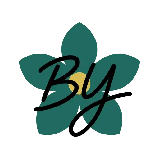 Logo Byasmina – fleur de jasmin avec monogramme BY | شعار Byasmina - زهرة ياسمين وتوقيع BY | Byasmina logo – jasmine flower with BY signature